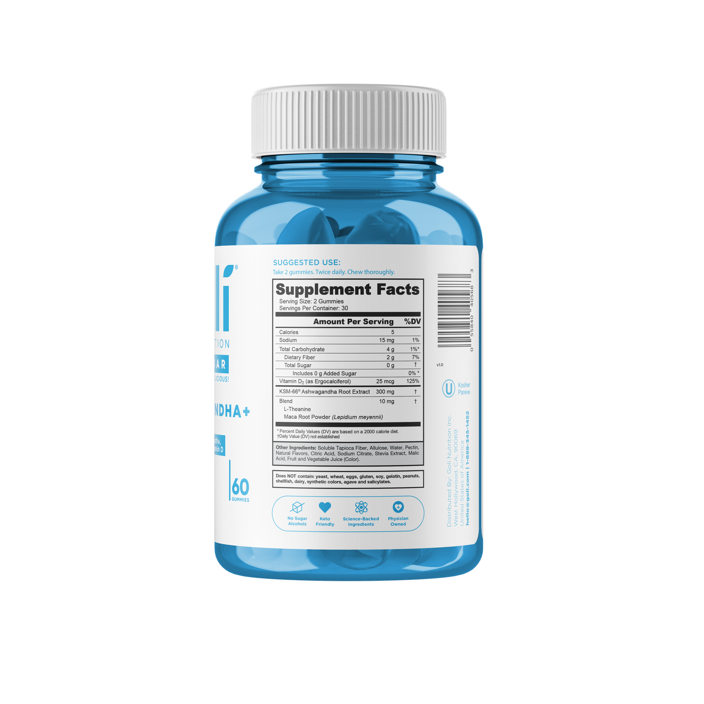 Goli Ashwagandha Zero Sugar – Gomitas Antiestrés con KSM-66®